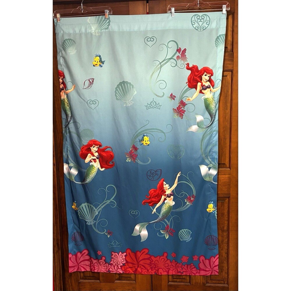 Disney Little Mermaid Bedroom Curtains Size 40 X 64 Inches Ariel Flounder VTG